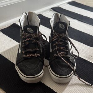 Vans Black Sneakers with Leopard Print Laces
